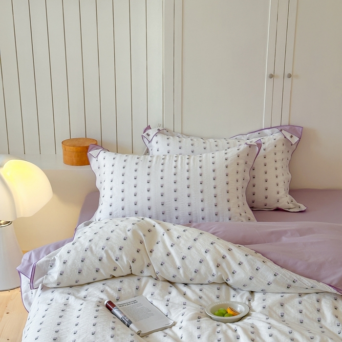 91家纺网 家纺一手货源 找家纺 觅糖家纺 2025新款亲肤舒适水洗棉密拷提花四件套（会员-10元 控价劵后不得低于188/248/268） 郁金香紫