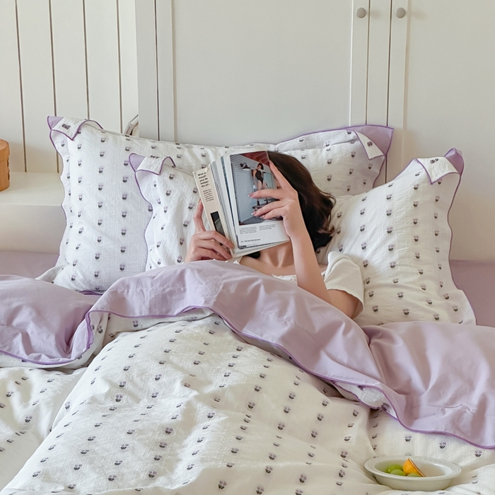 91家纺网 家纺一手货源 找家纺 觅糖家纺 2025新款亲肤舒适水洗棉密拷提花四件套（会员-10元 控价劵后不得低于188/248/268） 郁金香紫