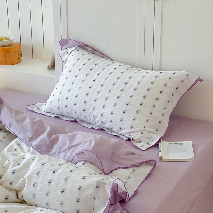 91家纺网 家纺一手货源 找家纺 觅糖家纺 2025新款亲肤舒适水洗棉密拷提花四件套（会员-10元 控价劵后不得低于188/248/268） 郁金香紫