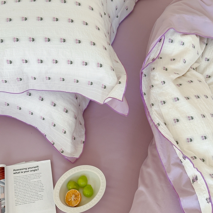 91家纺网 家纺一手货源 找家纺 觅糖家纺 2025新款亲肤舒适水洗棉密拷提花四件套（会员-10元 控价劵后不得低于188/248/268） 郁金香紫