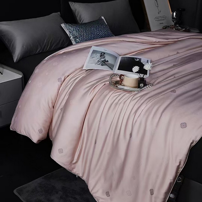 玖玖爱家纺 2025新款桑蚕丝春秋四季被-柿柿如意 柿柿如意-樱花粉