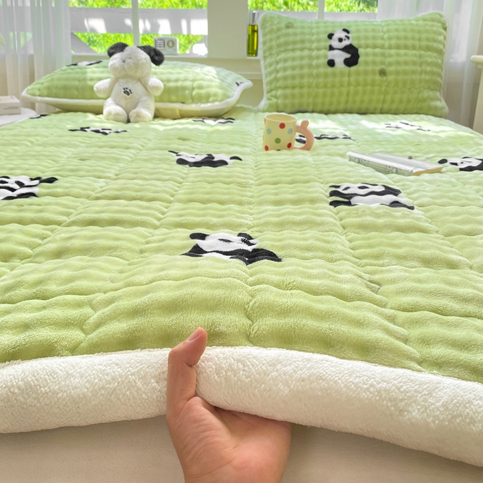 91家纺网 家纺一手货源 找家纺 （总）优品惠 2025新款兔毛绒泡泡牛奶绒床垫子夹棉床褥床盖床单加厚保暖