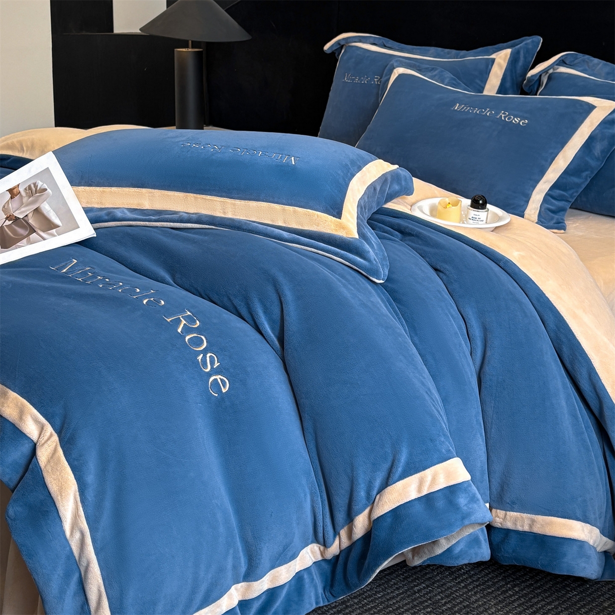 91家纺网 家纺一手货源 找家纺 （总）笙意家纺 2025新款A类加厚牛奶绒轻奢宽边四件套-威登