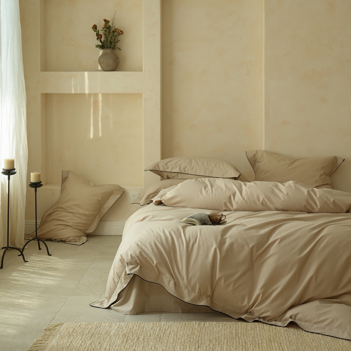 91家纺网 家纺一手货源 找家纺 （总）简纯主义 2025新款棉麻素织雅韵系列四件套