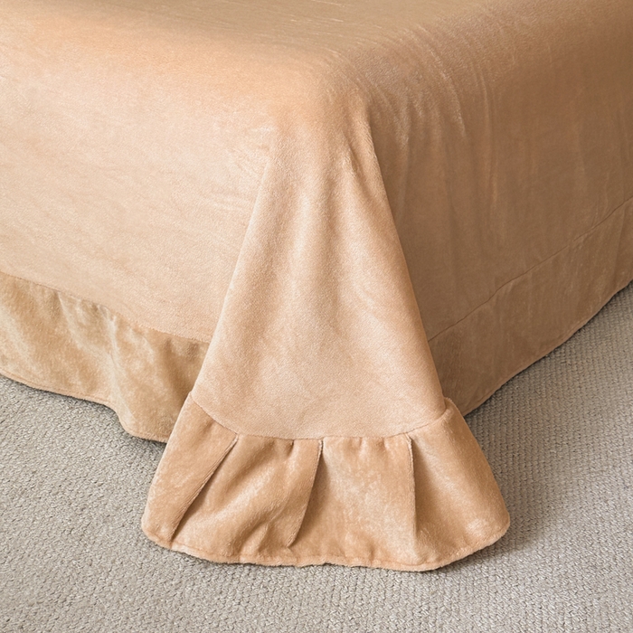 91家纺网 家纺一手货源 找家纺 绘萱家居 2025新款亲肤舒适双拼边雕花兔毛绒四件套-爱丁堡 爱丁堡-灰咖