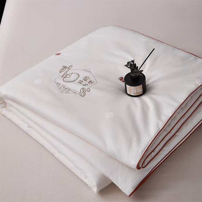 91家纺网 家纺一手货源 找家纺 （总）玖玖爱家纺 2025新款100支剪花全棉贡缎长绒棉春秋四季桑蚕丝被-好柿发生