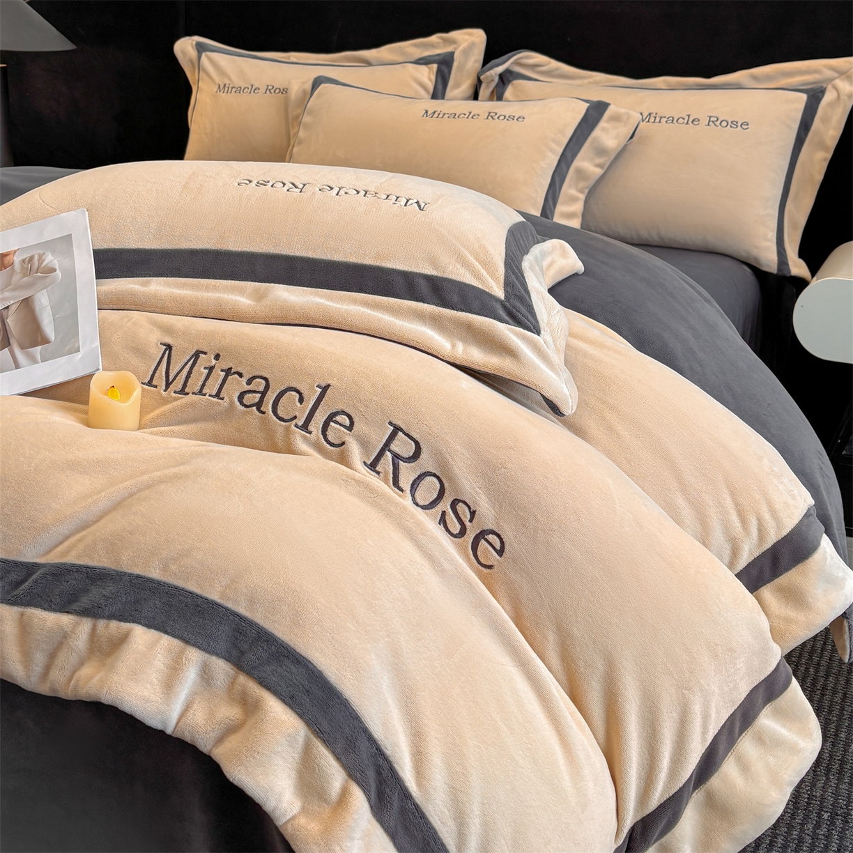 91家纺网 家纺一手货源 找家纺 （总）笙意家纺 2025新款A类加厚牛奶绒轻奢宽边四件套-威登