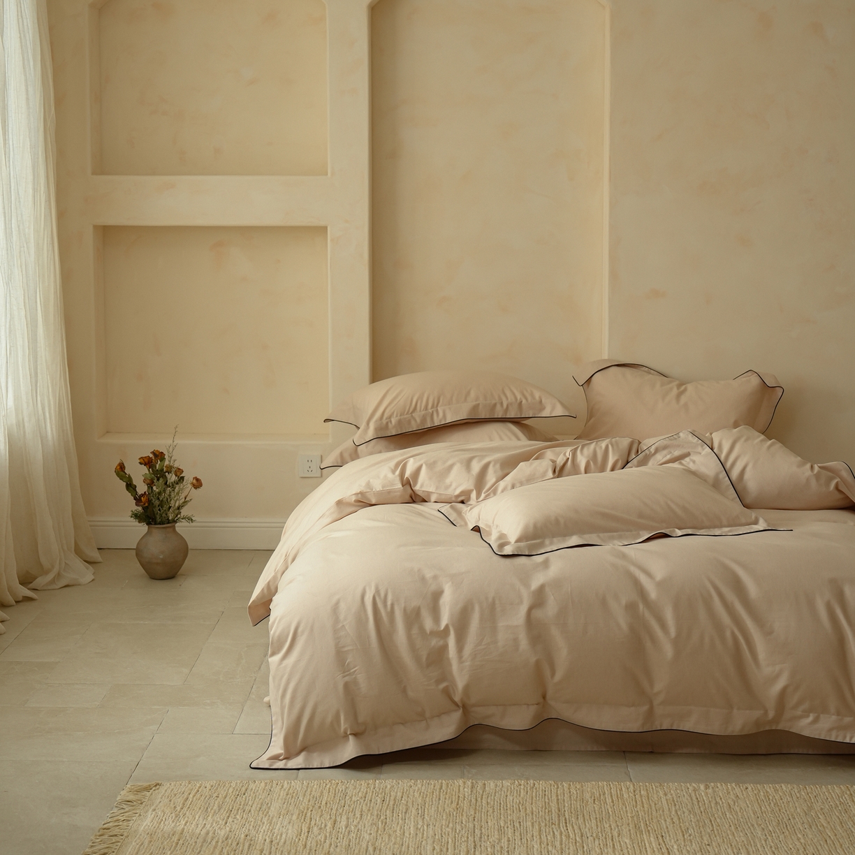 91家纺网 家纺一手货源 找家纺 （总）简纯主义 2025新款棉麻素织雅韵系列四件套