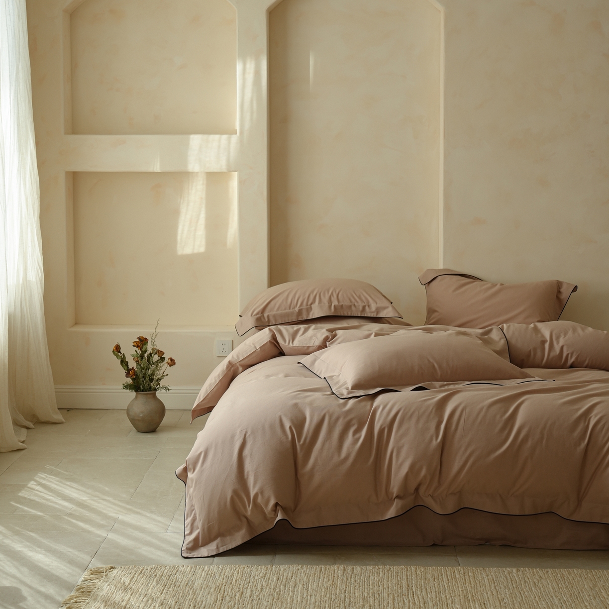 91家纺网 家纺一手货源 找家纺 （总）简纯主义 2025新款棉麻素织雅韵系列四件套