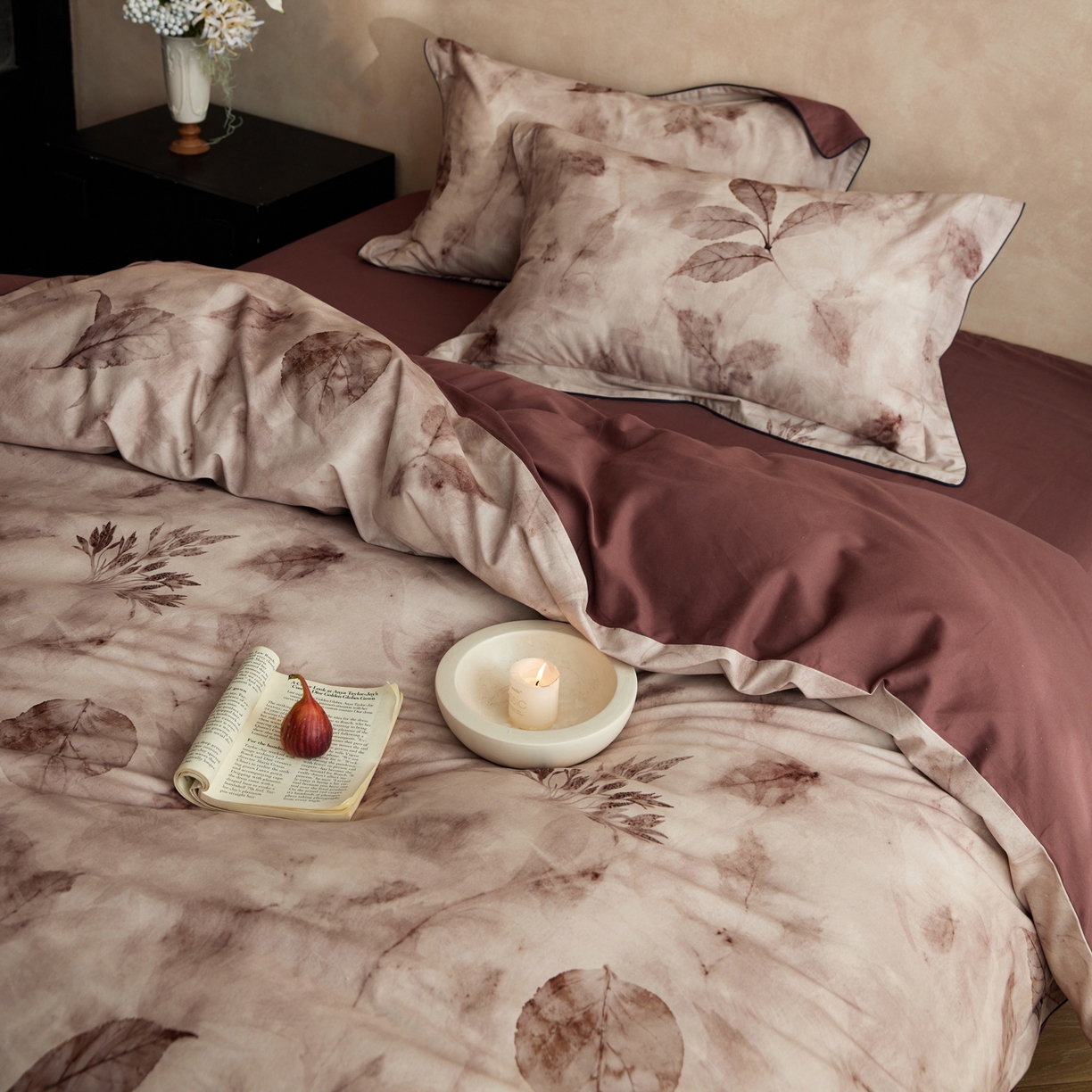 91家纺网 家纺一手货源 找家纺 简纯主义 2025新款全棉磨毛一叶知秋系列四件套（控价：239/299/319） 一叶知秋-红