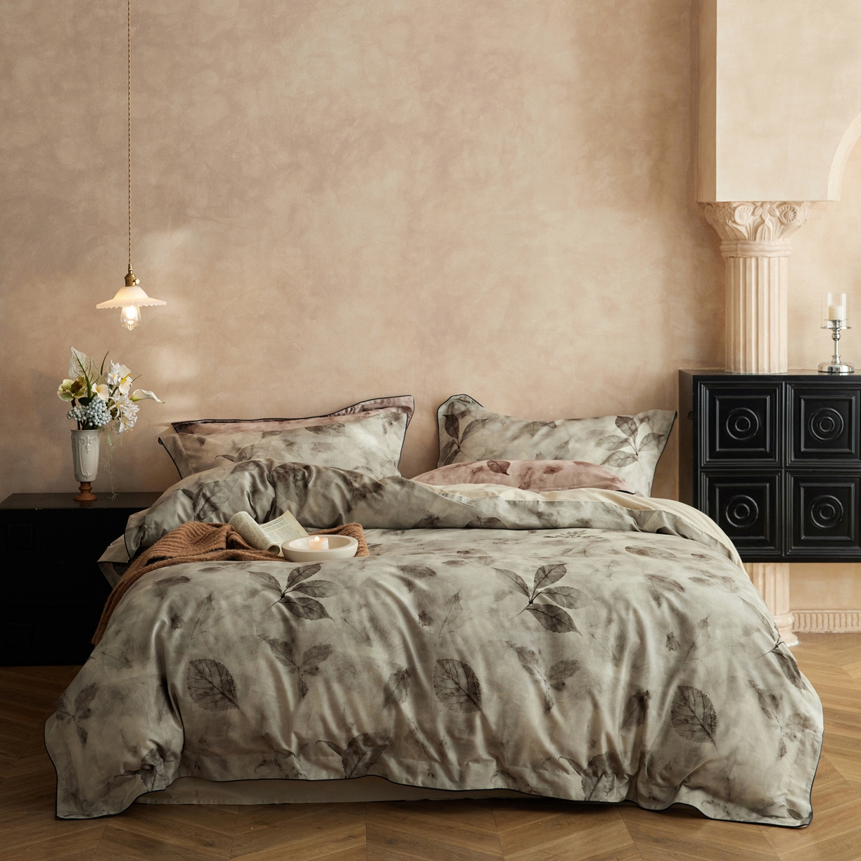 简纯主义 2025新款全棉磨毛一叶知秋系列四件套（控价：239/299/319） 一叶知秋-黄