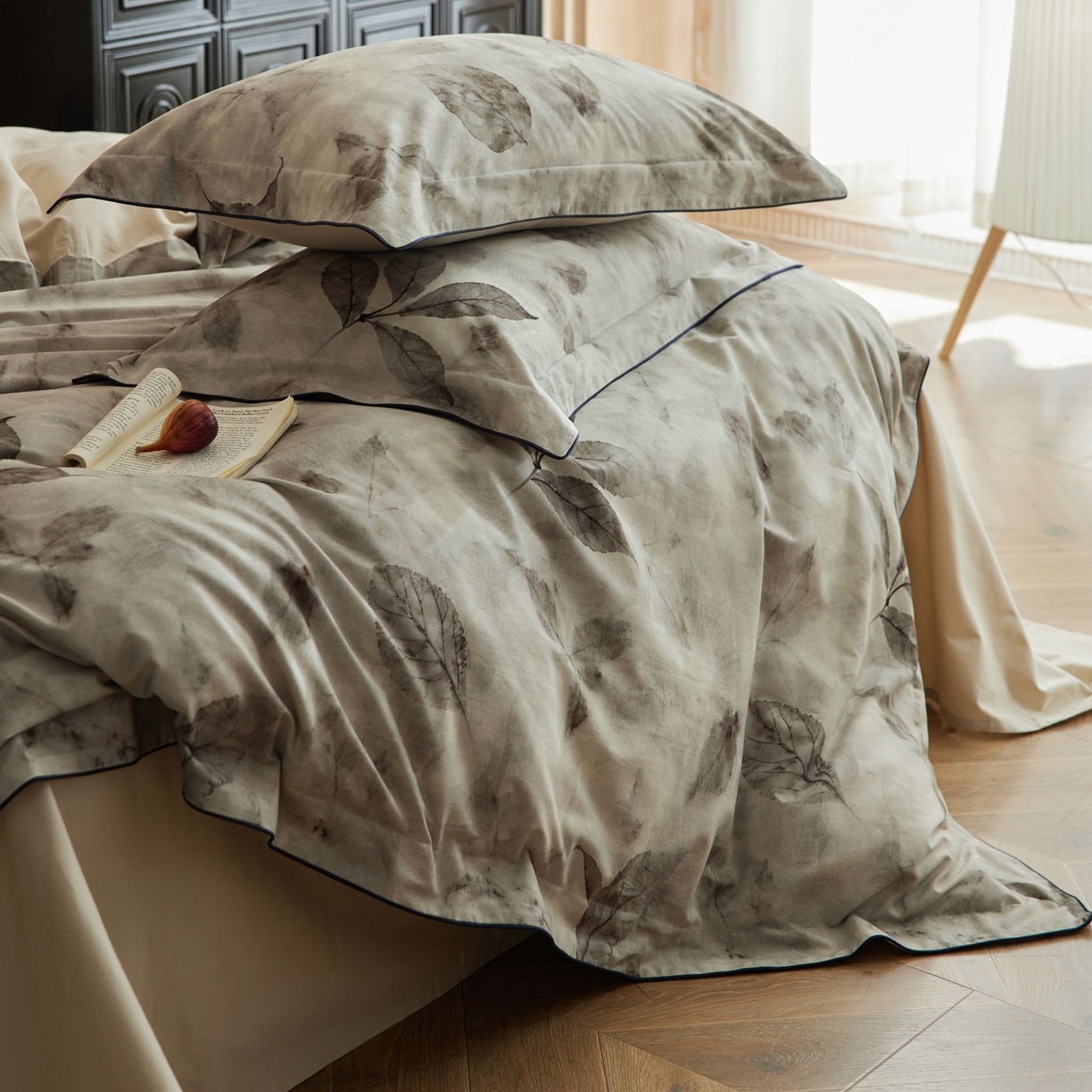 91家纺网 家纺一手货源 找家纺 简纯主义 2025新款全棉磨毛一叶知秋系列四件套（控价：239/299/319） 一叶知秋-黄