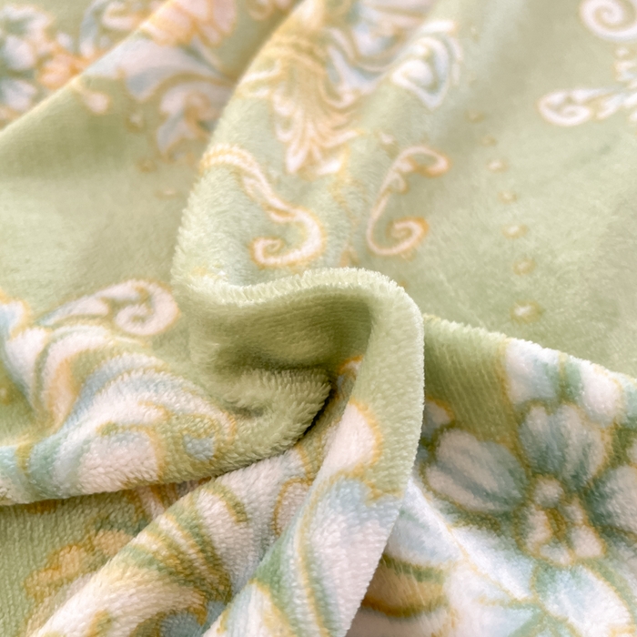 91家纺网 家纺一手货源 找家纺 席佬大 2025新款高克重印花牛奶绒系列四件套 国色芳华-绿