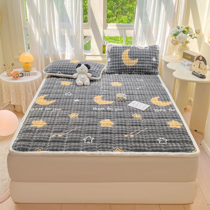 91家纺网 家纺一手货源 找家纺 （总）优品惠 2025新款兔毛绒泡泡牛奶绒床垫子夹棉床褥床盖床单加厚保暖