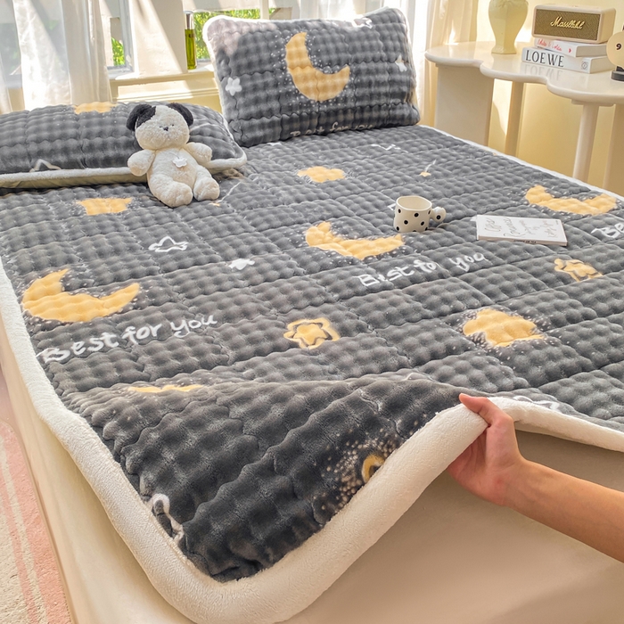 91家纺网 家纺一手货源 找家纺 （总）优品惠 2025新款兔毛绒泡泡牛奶绒床垫子夹棉床褥床盖床单加厚保暖