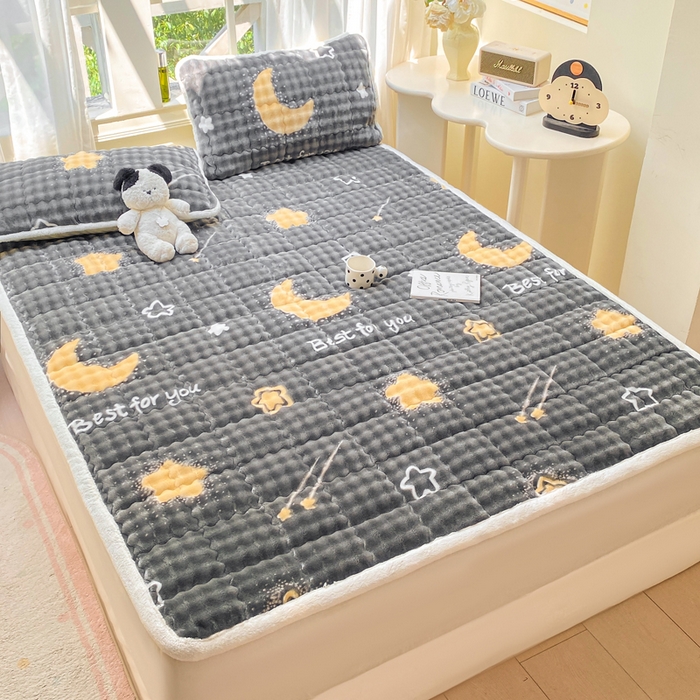 91家纺网 家纺一手货源 找家纺 （总）优品惠 2025新款兔毛绒泡泡牛奶绒床垫子夹棉床褥床盖床单加厚保暖