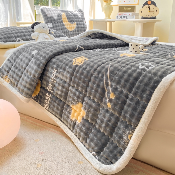 91家纺网 家纺一手货源 找家纺 （总）优品惠 2025新款兔毛绒泡泡牛奶绒床垫子夹棉床褥床盖床单加厚保暖