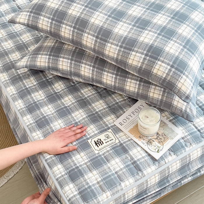 91家纺网 家纺一手货源 找家纺 （总）蕾诺家纺 2025新款色织水洗棉棉花夹棉床笠保护套