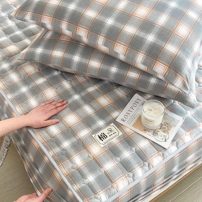 91家纺网 家纺一手货源 找家纺 （总）蕾诺家纺 2025新款色织水洗棉棉花夹棉床笠保护套