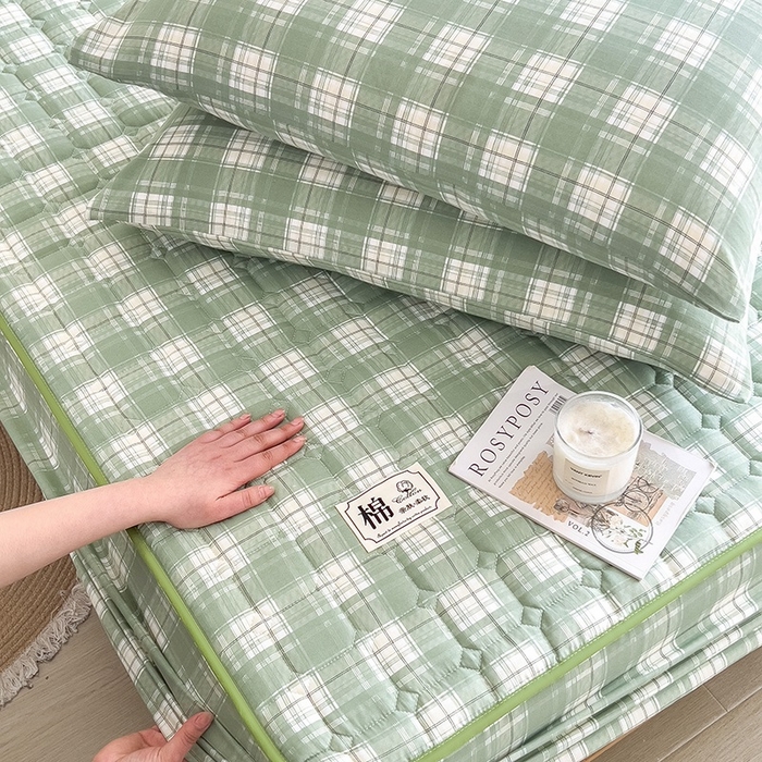 91家纺网 家纺一手货源 找家纺 （总）蕾诺家纺 2025新款色织水洗棉棉花夹棉床笠保护套