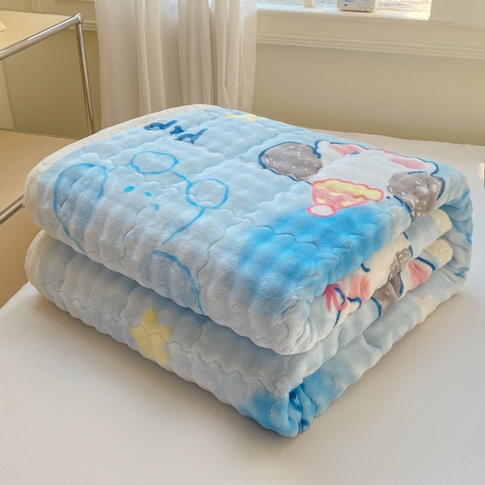 91家纺网 家纺一手货源 找家纺 优品惠 2025新款兔毛绒泡泡牛奶绒床垫子夹棉床褥床盖床单加厚保暖 可爱狗