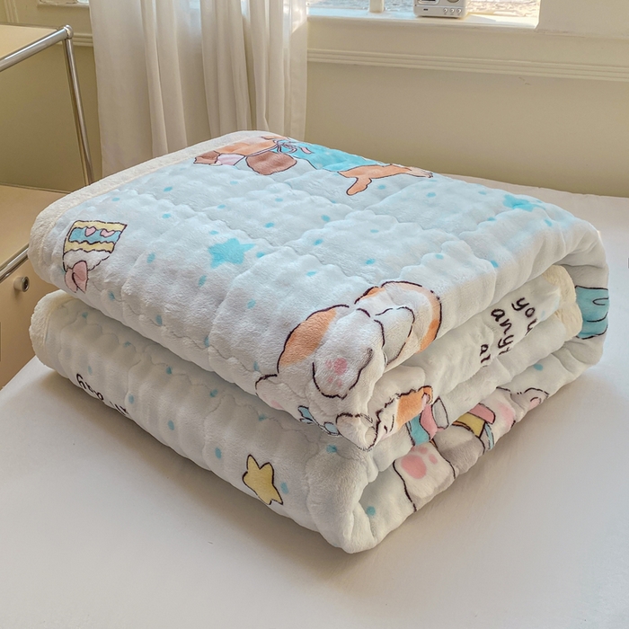 91家纺网 家纺一手货源 找家纺 优品惠 2025新款兔毛绒泡泡牛奶绒床垫子夹棉床褥床盖床单加厚保暖 萌宠