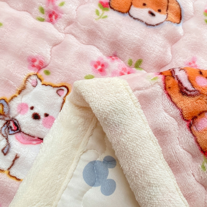 91家纺网 家纺一手货源 找家纺 优品惠 2025新款兔毛绒泡泡牛奶绒床垫子夹棉床褥床盖床单加厚保暖 萌宠粉