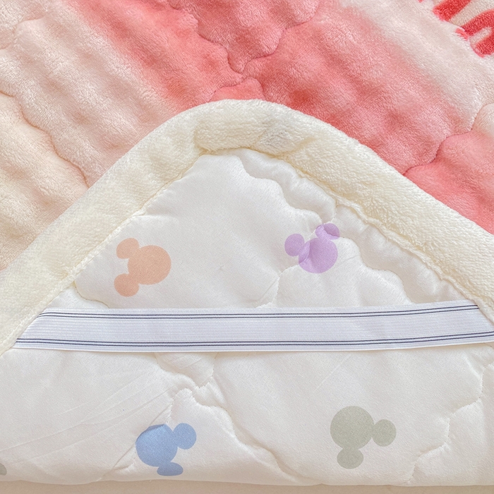 91家纺网 家纺一手货源 找家纺 优品惠 2025新款兔毛绒泡泡牛奶绒床垫子夹棉床褥床盖床单加厚保暖 时尚粉