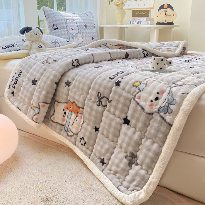 91家纺网 家纺一手货源 找家纺 优品惠 2025新款兔毛绒泡泡牛奶绒床垫子夹棉床褥床盖床单加厚保暖 西高地