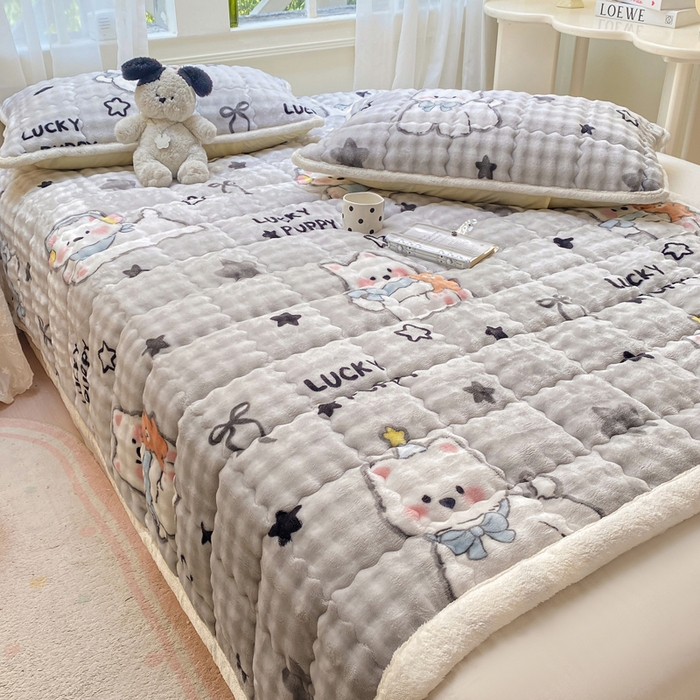 91家纺网 家纺一手货源 找家纺 优品惠 2025新款兔毛绒泡泡牛奶绒床垫子夹棉床褥床盖床单加厚保暖 西高地