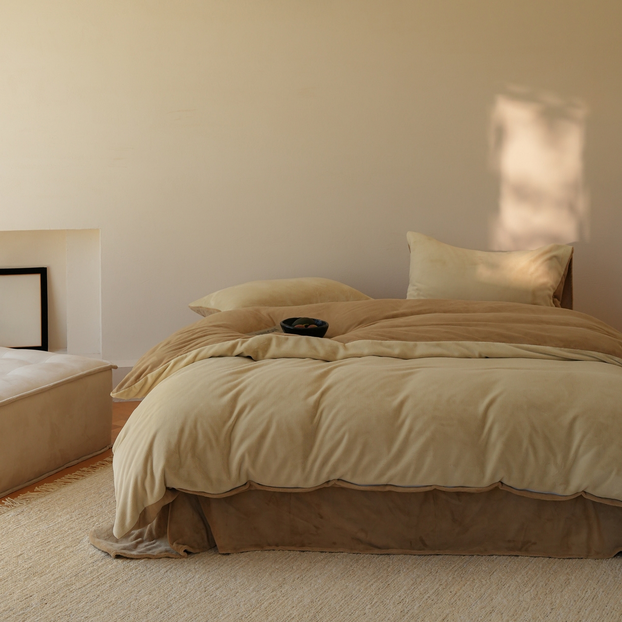 91家纺网 家纺一手货源 找家纺 （总）简纯主义 2025新款撞色牛奶绒那不勒斯系列四件套