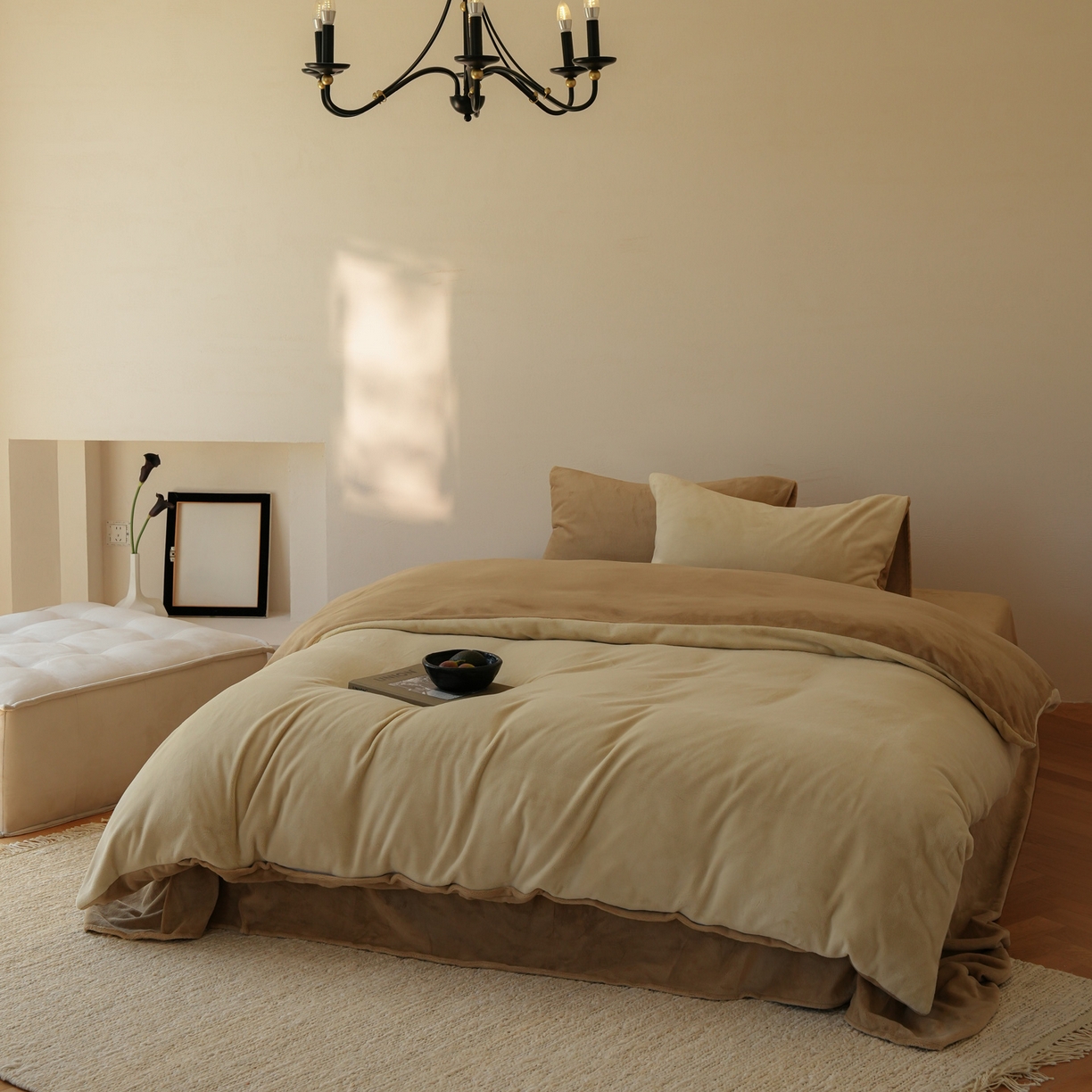 91家纺网 家纺一手货源 找家纺 （总）简纯主义 2025新款撞色牛奶绒那不勒斯系列四件套