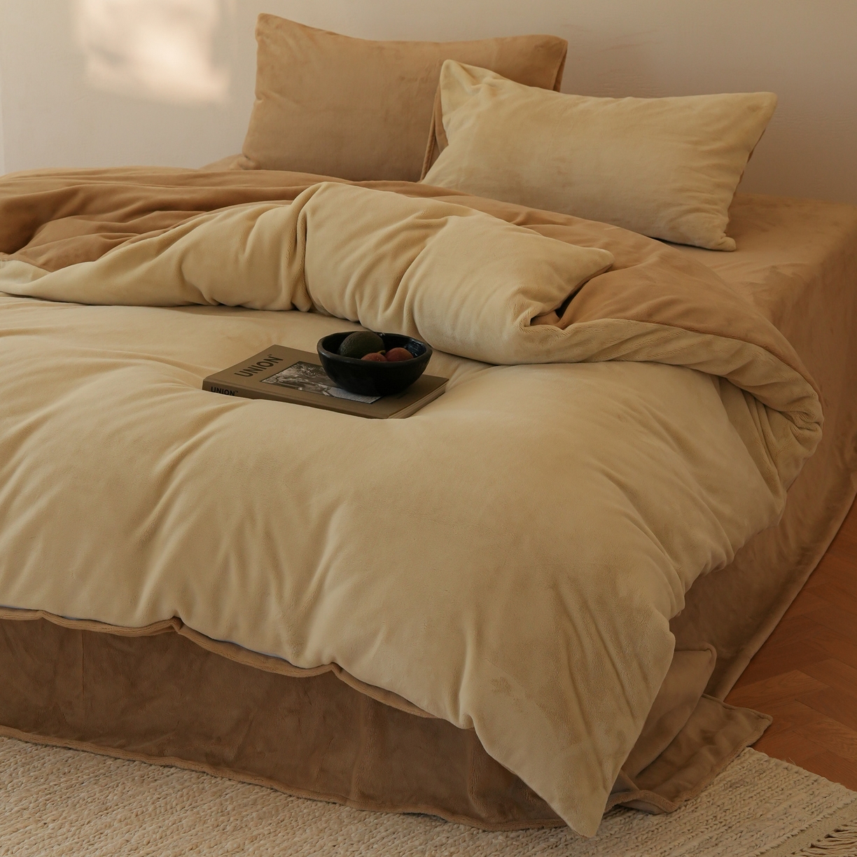 91家纺网 家纺一手货源 找家纺 （总）简纯主义 2025新款撞色牛奶绒那不勒斯系列四件套