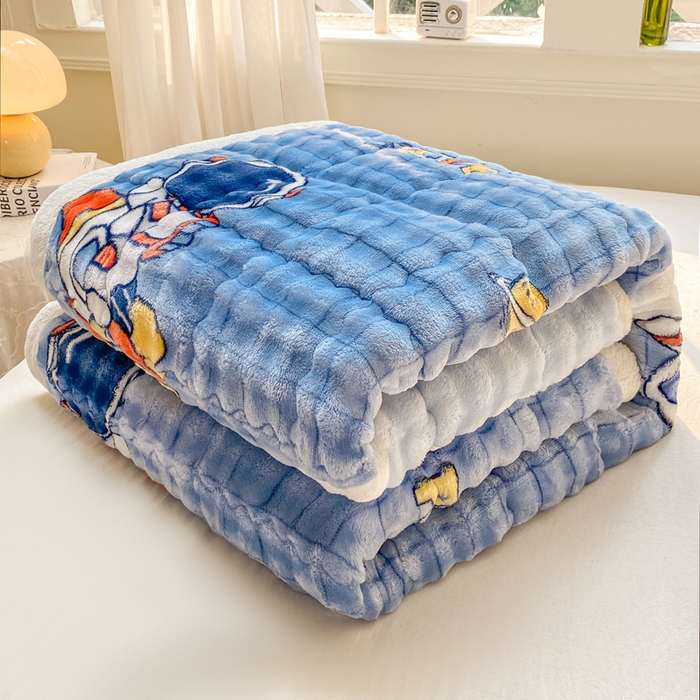 91家纺网 家纺一手货源 找家纺 优品惠 2025新款兔毛绒泡泡牛奶绒床垫子夹棉床褥床盖床单加厚保暖 宇航员