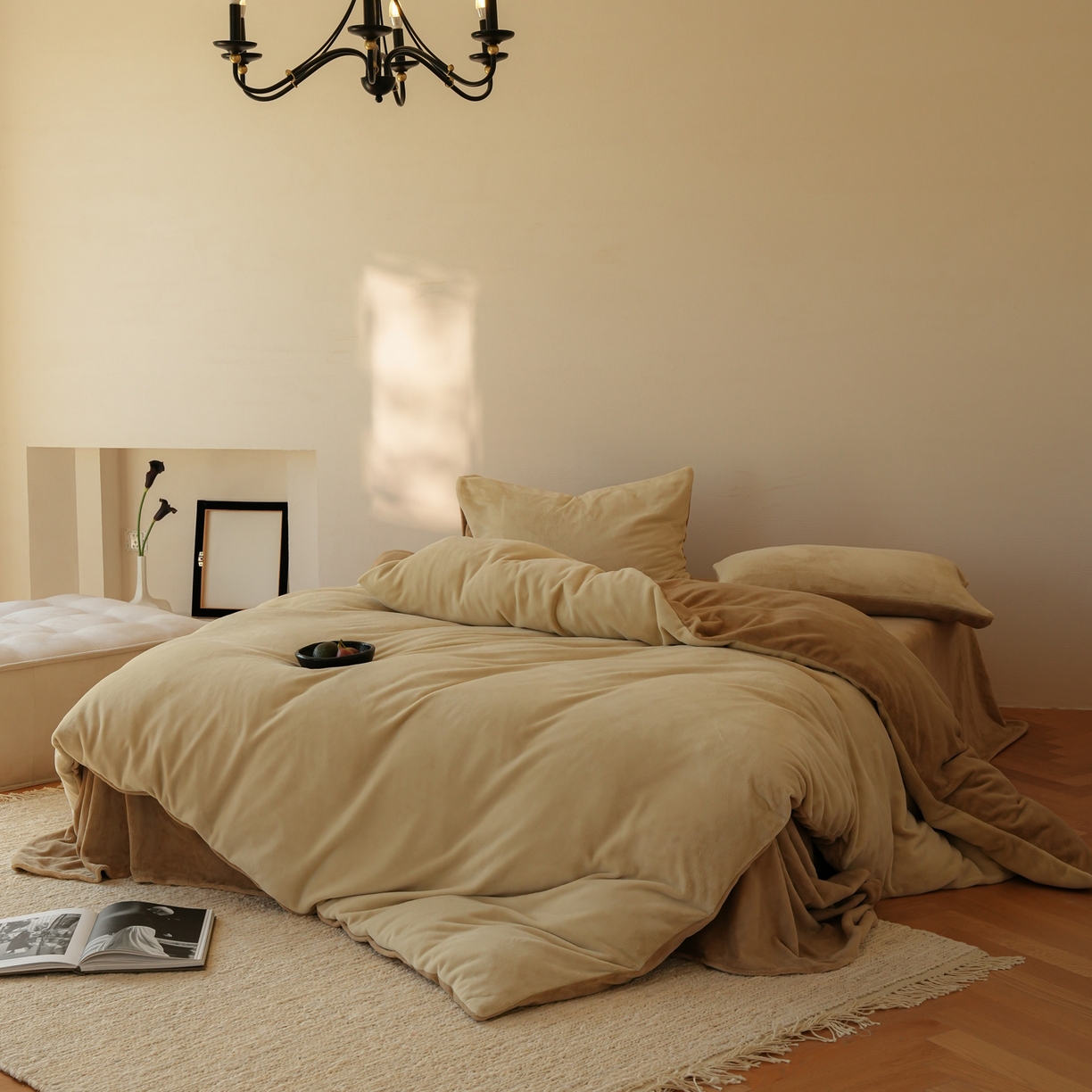 91家纺网 家纺一手货源 找家纺 （总）简纯主义 2025新款撞色牛奶绒那不勒斯系列四件套