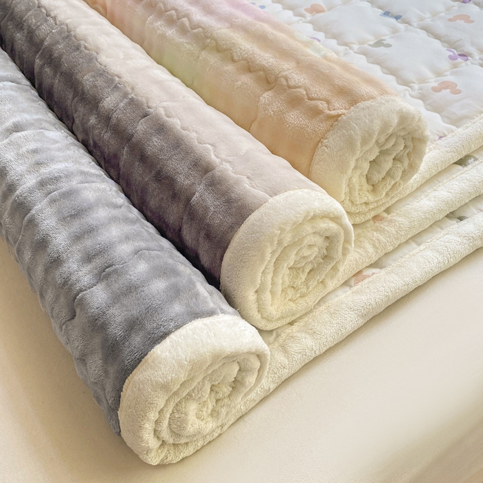 91家纺网 家纺一手货源 找家纺 优品惠 2025新款兔毛绒泡泡牛奶绒床垫子夹棉床褥床盖床单加厚保暖 组合图
