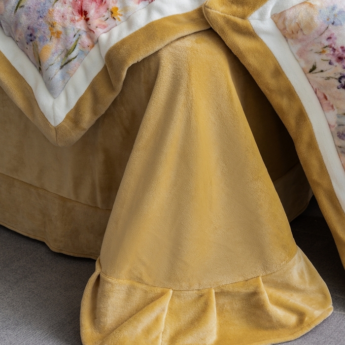 91家纺网 家纺一手货源 找家纺 瑞雪家居 2025新款全消光数码印花牛奶绒系列四件套 蝶语黄