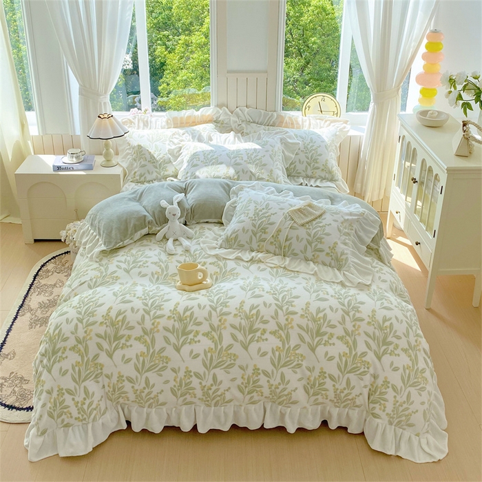 91家纺网 家纺一手货源 找家纺 （总）启程家纺 2025新款花边雕花牛奶绒四件套