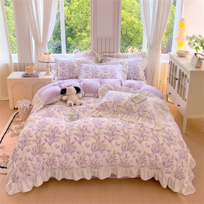 91家纺网 家纺一手货源 找家纺 （总）启程家纺 2025新款花边雕花牛奶绒四件套