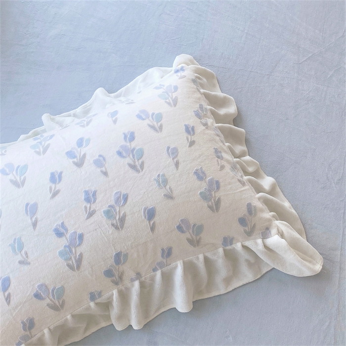 91家纺网 家纺一手货源 找家纺 启程家纺 2025新款花边雕花牛奶绒四件套 小郁金香-花边款