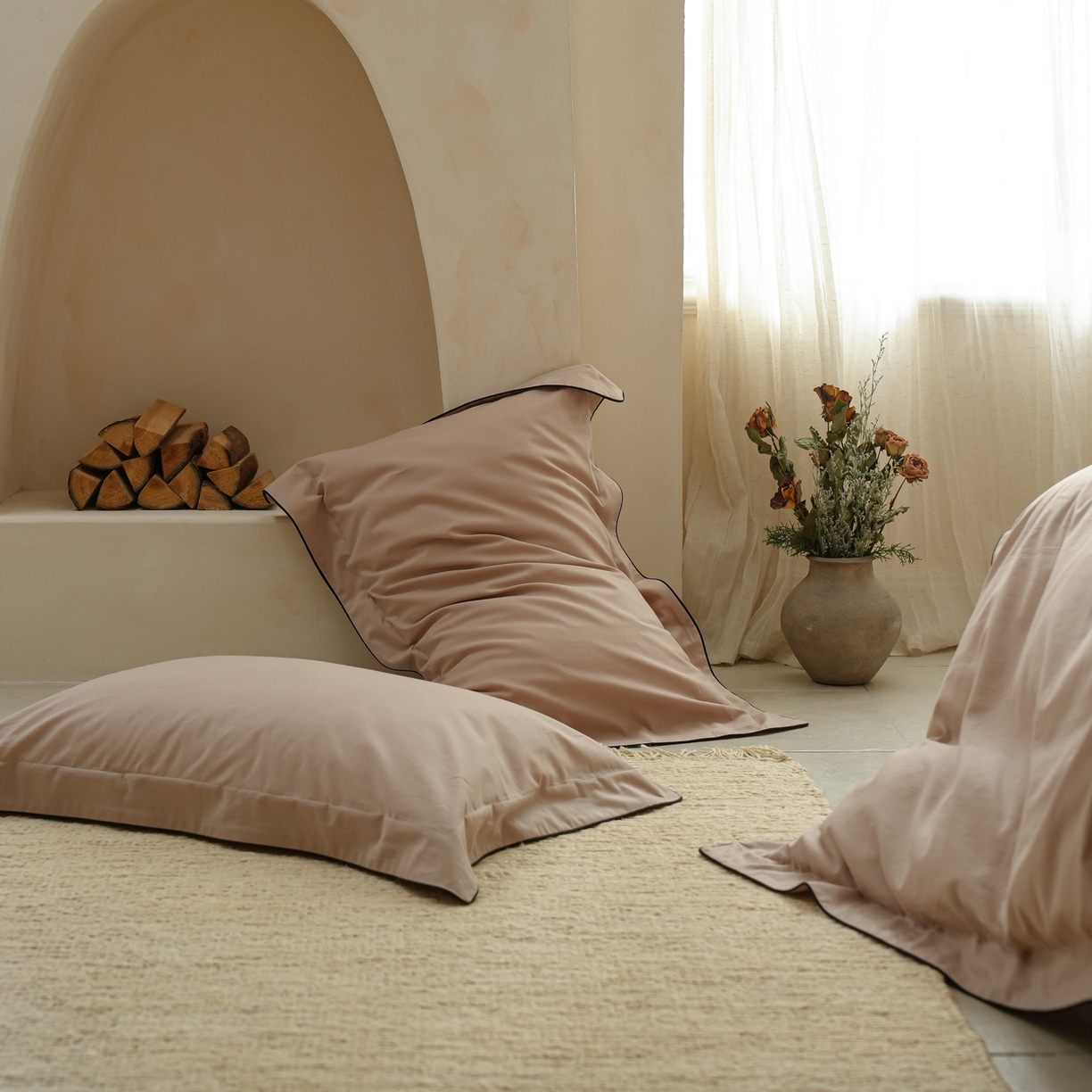 91家纺网 家纺一手货源 找家纺 简纯主义 2025新款棉麻素织雅韵系列四件套 朱砂红