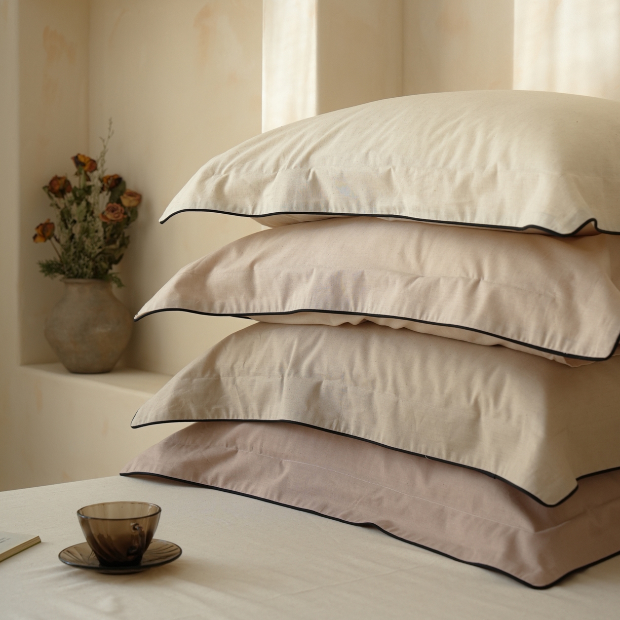 91家纺网 家纺一手货源 找家纺 简纯主义 2025新款棉麻素织雅韵系列四件套 组合