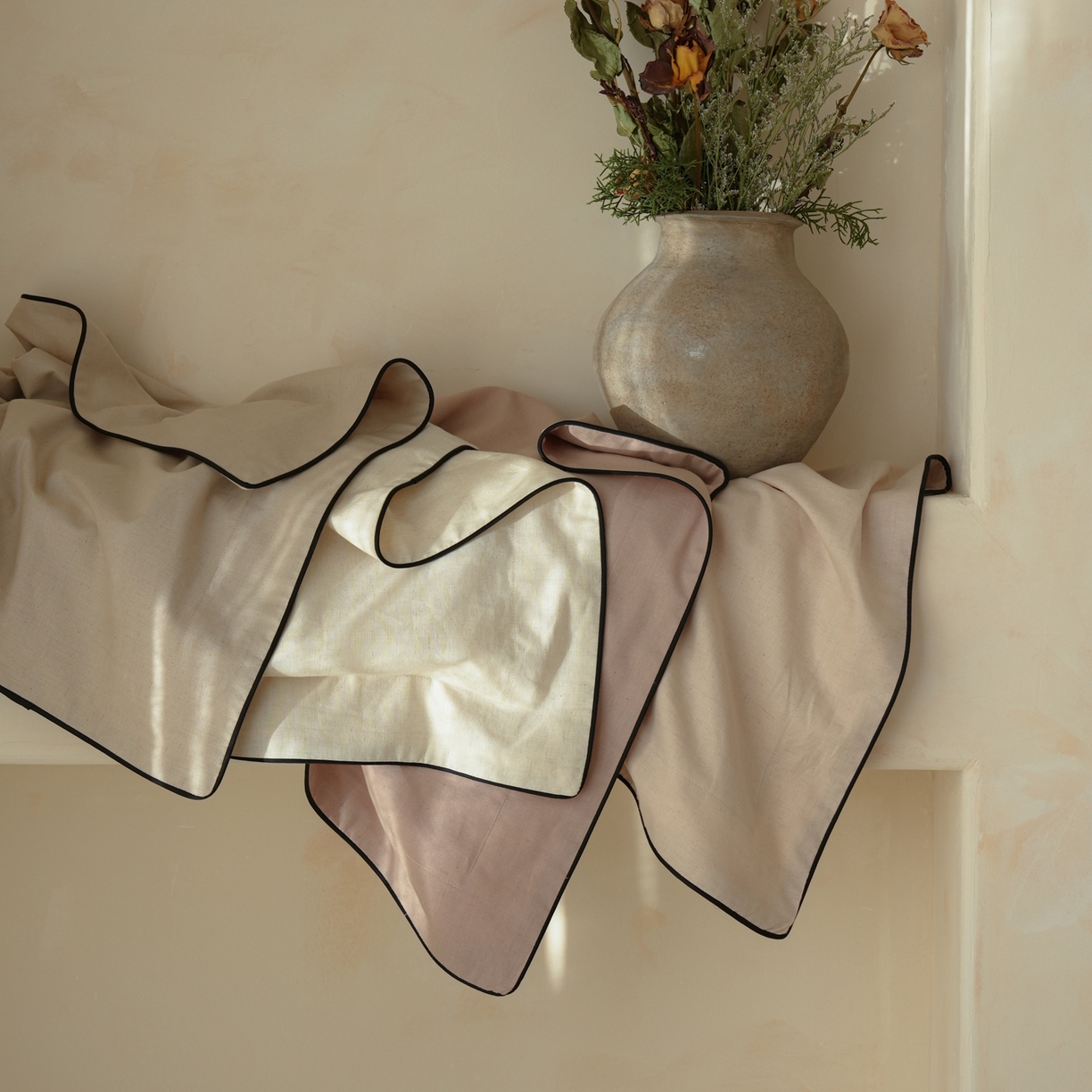 91家纺网 家纺一手货源 找家纺 简纯主义 2025新款棉麻素织雅韵系列四件套 组合