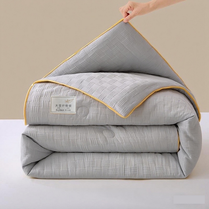 VIP被业 2025新款华夫格提花大豆子母被二合一四季被被子被芯 浅灰