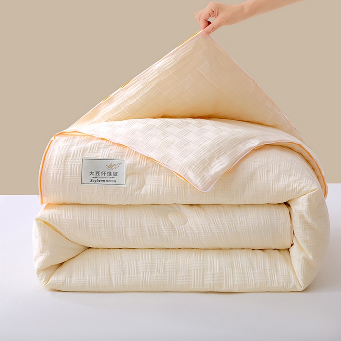 VIP被业 2025新款华夫格提花大豆子母被二合一四季被被子被芯 奶昔白