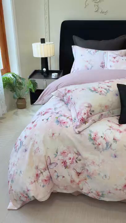 91家纺网 家纺一手货源 找家纺 星座家纺 2025秋冬新款全棉磨毛数码印花四件套 风止弦