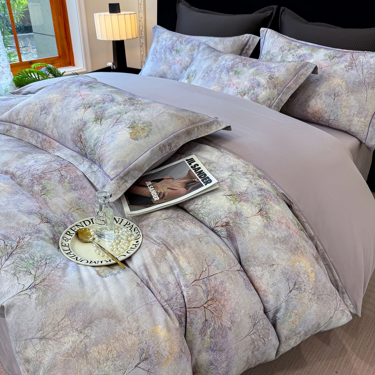 91家纺网 家纺一手货源 找家纺 星座家纺 2025秋冬新款全棉磨毛数码印花四件套 爱丽丝