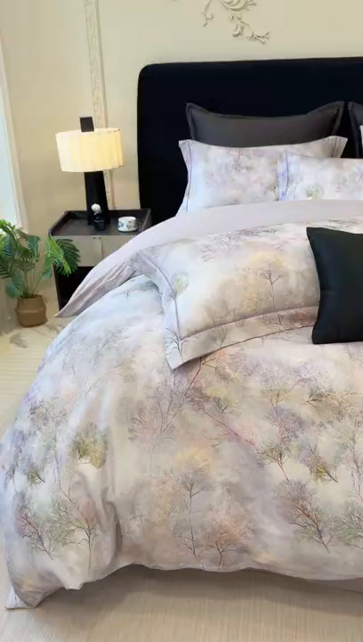 91家纺网 家纺一手货源 找家纺 星座家纺 2025秋冬新款全棉磨毛数码印花四件套 爱丽丝