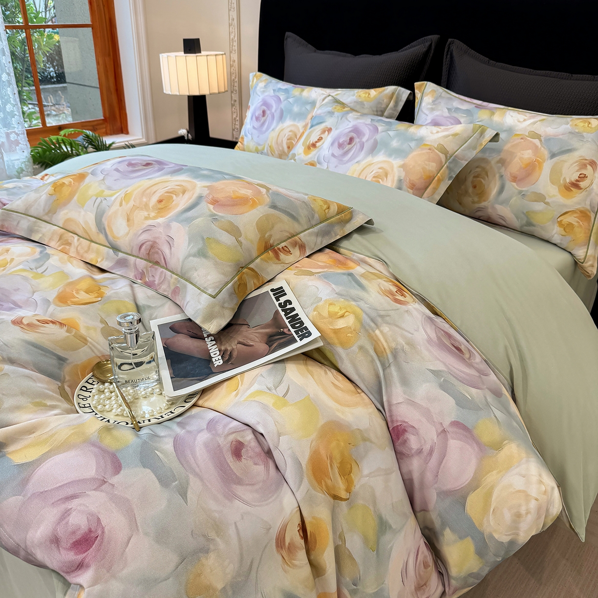 91家纺网 家纺一手货源 找家纺 星座家纺 2025秋冬新款全棉磨毛数码印花四件套 爱语玫瑰