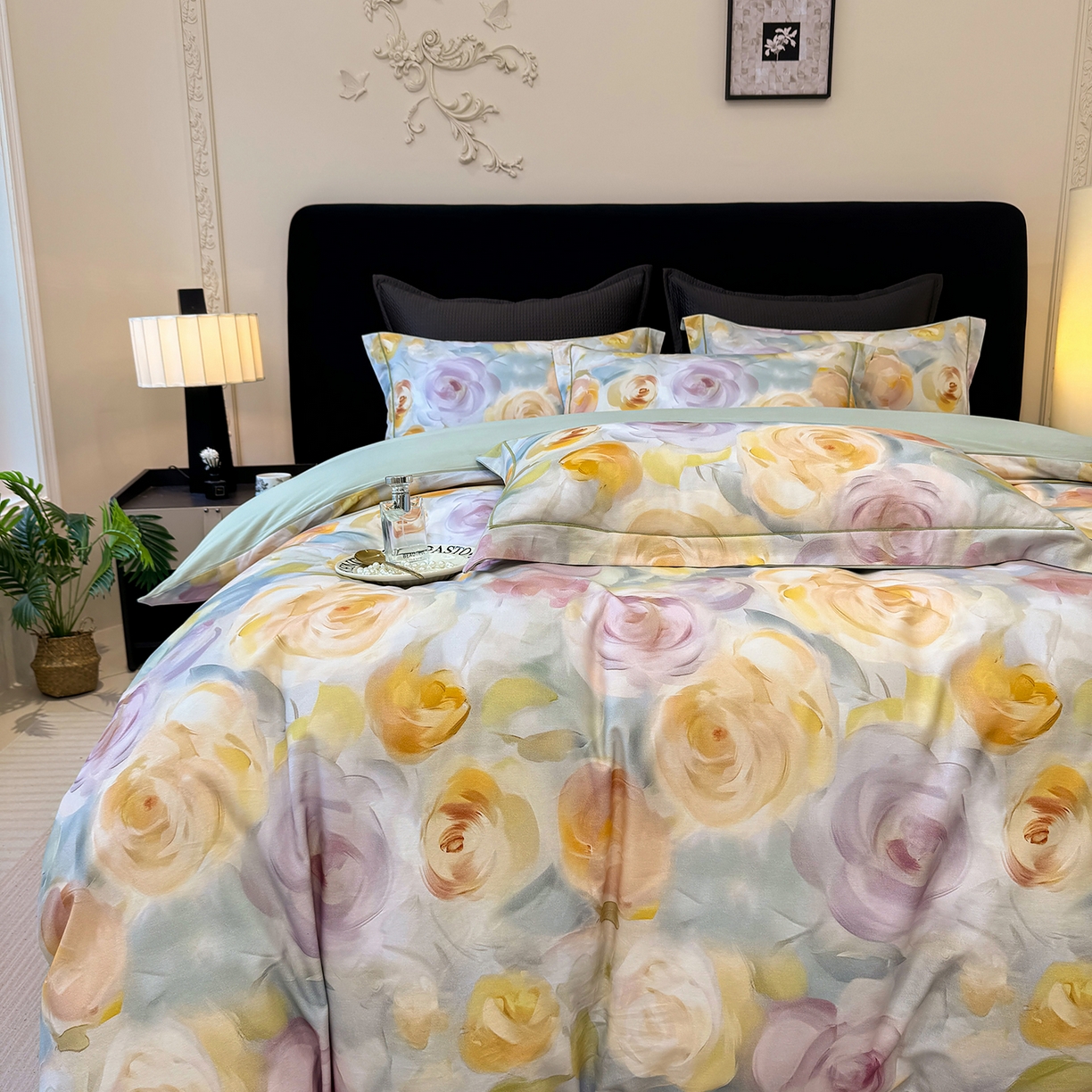 91家纺网 家纺一手货源 找家纺 星座家纺 2025秋冬新款全棉磨毛数码印花四件套 爱语玫瑰